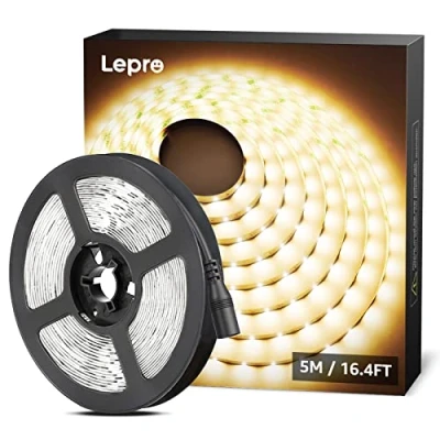 Afbeelding van LE 5M Warm Wit LED Strookset, 12V Stroken, Zelfklevende Flexibele Strook, Lichtstrook voor de TV, Tuin, Kerstmis, Club, Feestjes, Binnen en Buitendecoratie