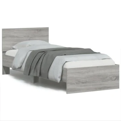 Image de vidaXL Cadre de lit tête et lumières LED sonoma gris 90x200 cm