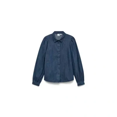 Afbeelding van Vero Moda Vmnily Overhemdblouse, Dames, Maat: Medium, Dark blue denim