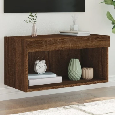 Afbeelding van Tv meubel met LED verlichting 60x30x30 cm bruineikenkleurig
