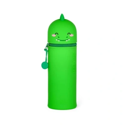 Afbeelding van LEGAMI 2 in 1 etui van zachte siliconen Kawaii, penhouder, ritssluiting, pennenzak, potloden, markers, H 18,5 cm, DINO