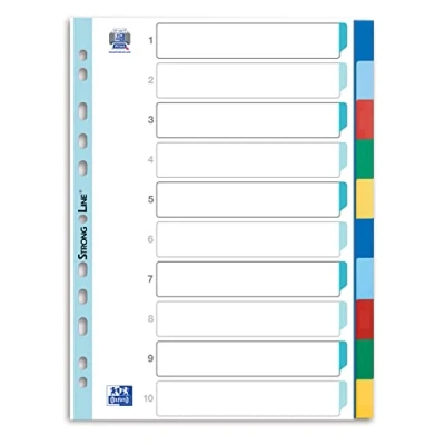 Afbeelding van Oxford plastic tabbladen A4, met beschrijfbaar deksel, 10 stuks