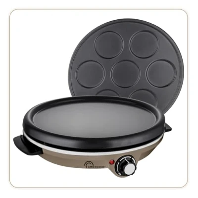 Afbeelding van LITTLE BALANCE 8694 Duo 1000 Nootmuskaat, 2 in 1 elektrische pannenkoekenpannen: pannenkoeken en pannenkoeken, afneembare platen, antiaanbaklaag, instelbare thermostaat, W, nootmuskaat