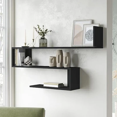 Afbeelding van Wandplank Kitee 120x14,5x71,5cm zwart