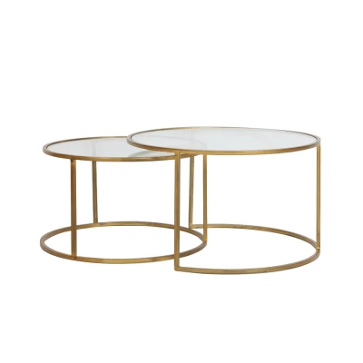 Afbeelding van Salontafelset Duarte Goud Transparant Glas