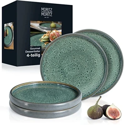 Afbeelding van Moritz &amp; SOLID 4 stuks kleine borden 21 cm set van dessertborden, taartborden, ontbijtborden serviesset om te serveren