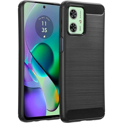 Afbeelding van imoshion Hoesje Geschikt voor Motorola Moto G54 Siliconen Brushed Backcover Zwart