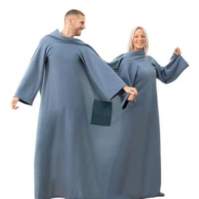 Image de Couverture à manche avec poche centrale pour 2 personnes Bleu