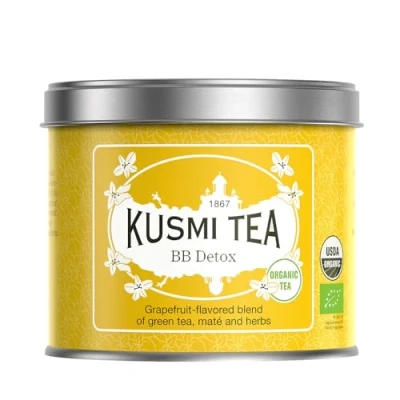 Image de Kusmi Tea Thé BB Detox bio Mélange de Vert, Maté et Plantes Aromatisé Pamplemousse Parfums Finement Acidulés Boite 100 g Environ 40 tasses