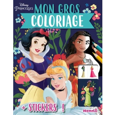 Image de Disney Princesses Mon gros coloriage + stickers ! (Blanche Neige, Cendrillon et Vaiana)