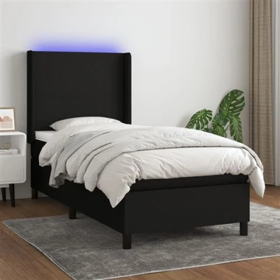 Afbeelding van vidaXL Boxspring met matras en LED stof zwart 100x200 cm