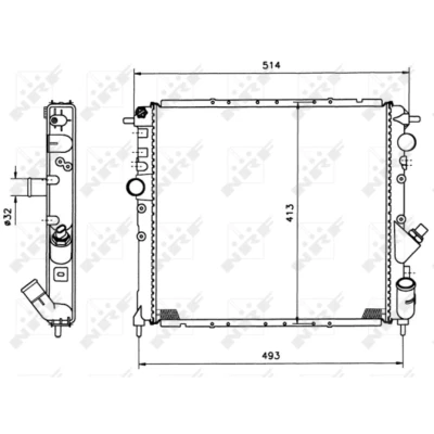 Afbeelding van NRF 58784 Radiateur Aluminium 430 400 32 Koelribben gesoldeerd RENAULT: CLIO 1