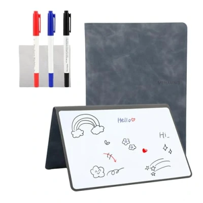 Afbeelding van A5 mini whiteboards, uitwisbaar, draagbaar, met 3 kleurmarkers, perfect voor vergadernotities, boodschappenlijstjes, huishoudplannen en to do lijsten, inclusief