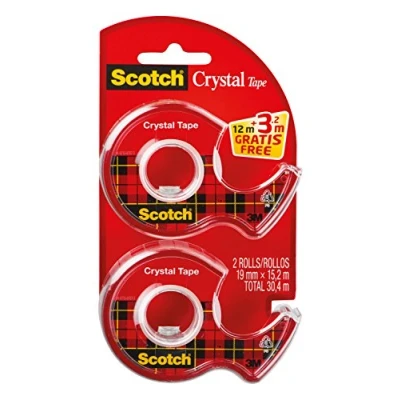 Afbeelding van Scotch® Crystal Clear tape in dispenser, 19 mm x 12 m + 3.2 m, 2 rollen GRATIS