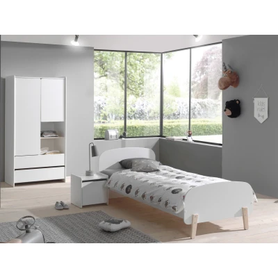 Afbeelding van LUCEVI Kiddy bed + 2 Deurs Kleerkast Nachtkastje Wit 90x200 cm
