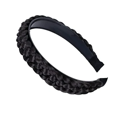Afbeelding van PRETTYSHOP Haarband Met Vlecht Haarstukje Haarlint Bruine Chocoladebruine HR9
