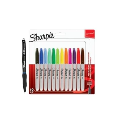 Afbeelding van Sharpie Permanente marker met S gelpen, fijne punt voor gedurfde details, verschillende kleuren, 12 markers + 1 pen