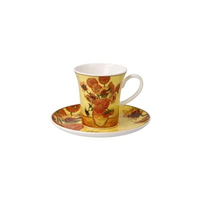 Afbeelding van Goebel Vincent van Gogh Kop en schotel Espresso Zonnebloemen Porselein 12cm 100ml