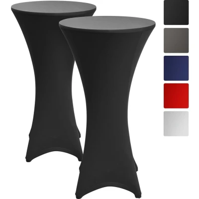 Afbeelding van Beautissu Statafelhoes Stella Ø 70 cm statafelrok voor statafel feest decoratie geschikt horeca feestversiering stretch elk tafel set van 2 zwart
