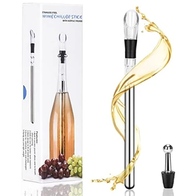 Afbeelding van Roestvrijstalen wijnkoeler set met schenktuit, flessenkoeler, wijnkoeler, champagne emmer, accessoireset voor witte wijn en rode wijn, cadeau wijnliefhebbers