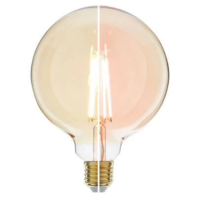 Afbeelding van Led filament E27 globe lamp 6 Watt, dim to warm (3000K 2000K), dimbaar tot 0%, 800 lumen Ø125mm