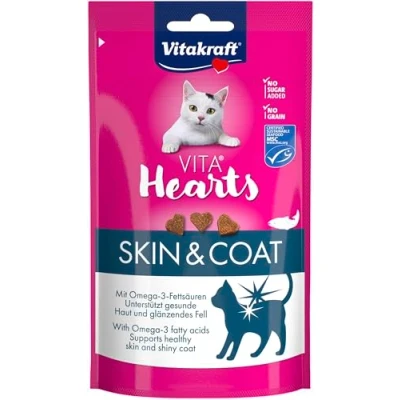 Afbeelding van Vitakraft Vita Hearts Skin &amp; Coat Zalm 40 gr Kattensnack