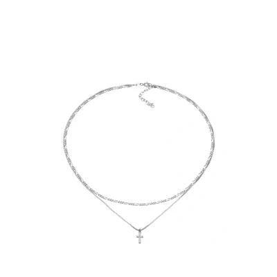 Afbeelding van Elli Layer Kreuz Filigran Ketting, Dames, Maat: 36, Silber
