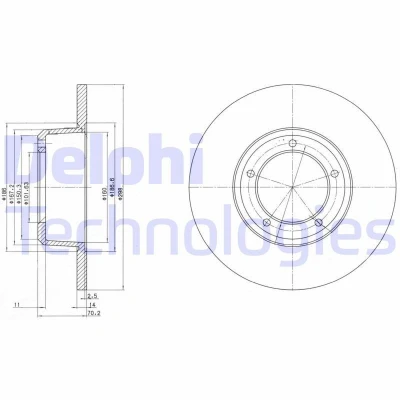 Afbeelding van DELPHI BG2297 Remschijf 298 14 5 volledig Geolied Semi finished Zonder wiellager, ABS sensorring LAND ROVER: Defender Off Road, Range Rover 2