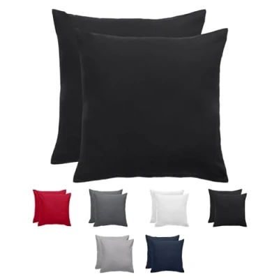Afbeelding van Komfortec Set van 2 Premium Kussenslopen 80x80 cm Superzachte Kussenhoes 100% Geborsteld Polyester 90g/m² Zwart