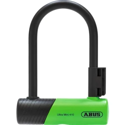Afbeelding van ABUS 410K Ultra U slot voor fiets en elektrische scooter, praktisch robuust fietsslot met praktische houder het vervoer op de fiets, fietsaccessoires, variant 150HB140, groen