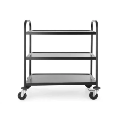 Afbeelding van Hendi Serveerwagen Keukentrolley op Wieltjes Mat Zwart 3 Bladen 91x59x(H)95cm