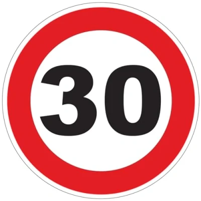 Afbeelding van Sticker snelheidsbegrenzing, rode cirkel, tractor, zwaargewicht, vrachtwagen, 30 km/u, zelfklevend, 10 cm diameter