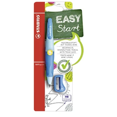 Afbeelding van Vulpotlood STABILO Easyergo 3.15mm HB linkshandig blauw/donkerblauw incl puntenslijper blister à 1 s
