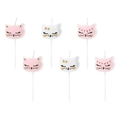 Afbeelding van Partydeco Taartkaarsje Cat 6st.