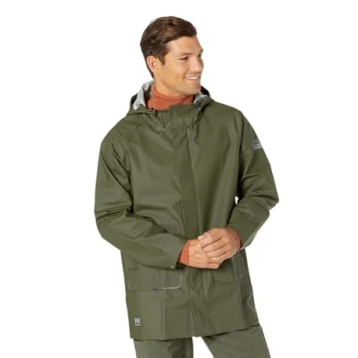 Afbeelding van Helly Hansen Workwear Mandal Verstelbare waterdichte jassen voor heren Robuuste en comfortabele beschermende regenjas met pvc coating, legergroen, S