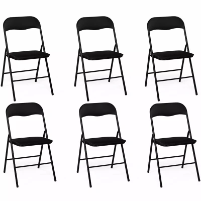 Image de Lot de 6 chaises pliantes KITY noires en PU