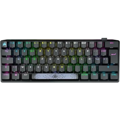 Image de CORSAIR K70 PRO MINI Clavier taille 60 % rétroéclairé sans fil USB, 2.4 GHz, Bluetooth 4.2 AZERTY Français commutateur : CHERRY MX Red noir