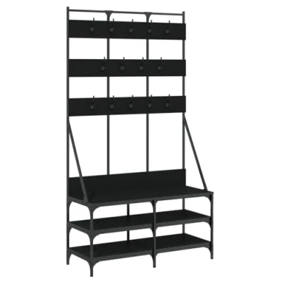 Image de vidaXL Porte vêtements et rangement des chaussures noir 100x40x184 cm837837