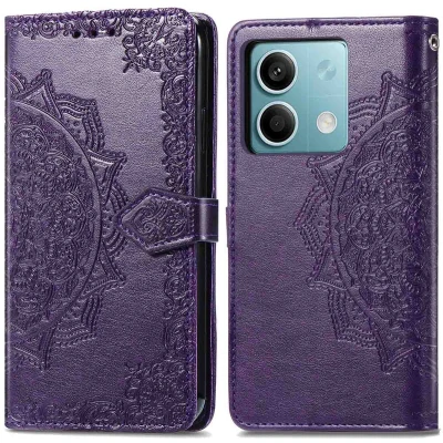 Afbeelding van iMoshion Hoesje Geschikt voor Xiaomi Redmi Note 13 (5G) Met Pasjeshouder Mandala Bookcase Paars