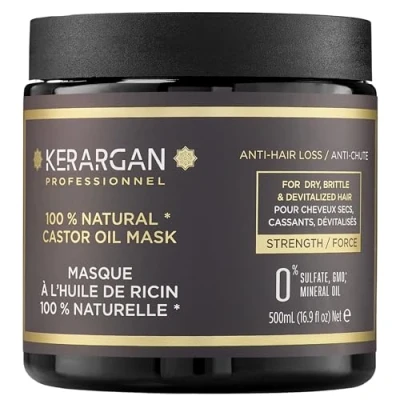 Afbeelding van Kerargan Anti haaruitval haarmasker met ricinusolie Intensieve verzorging voor droog en broos haar Verrijkt Aloë Vera Sulfaatvrij, GMO, minerale olie 500ml