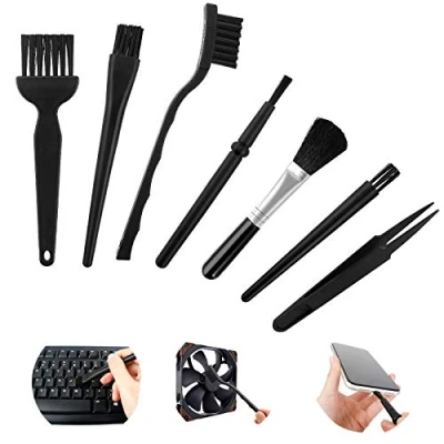 Afbeelding van antistatische borstels, 7 stuks, kunststof reinigingsborstels, stofverwijderingskwasten, reinigingsset, reinigingsborstelset voor toetsenbord, telefoon, computer, camera