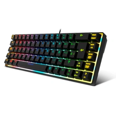 Afbeelding van Krom KALISTA RGB Rainbow gaming membraantoetsenbord, 62% vormfactor, modus, N 19 anti ghosting, Windows Mac, Engelse lay out, zwart