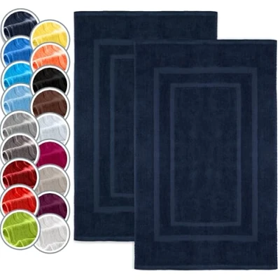 Afbeelding van Set van 2 badmatten, premium kwaliteit, 100% katoen, 50x80 cm, marineblauw
