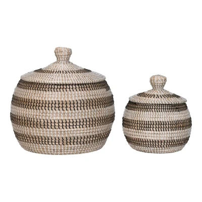 Afbeelding van Ipoh Basket Basket, seagrass, natural/white/black, set of 2