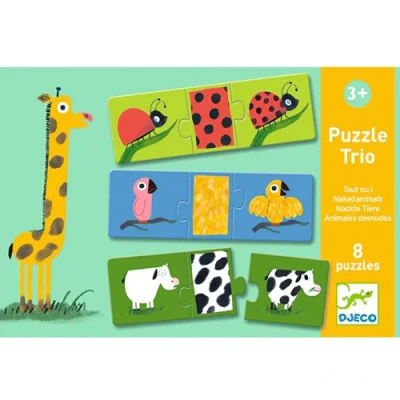 Afbeelding van Djeco puzzel trio naakte dieren 8x3st