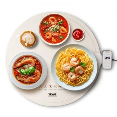 Image de VEVOR Chauffe Plat Électrique Plateau Chauffant Enroulable Rond 60 cm Buffet
