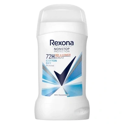 Image de Rexona Nonstop protection Déodorant en stick Cotton Dry anti transpirant avec 72 heures de contre la transpiration et les odeurs corporelles 50 ml
