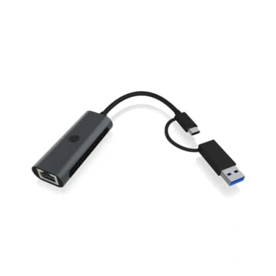 Afbeelding van ICY BOX IB LAN301 C3, Bedraad, USB Type A/USB C, Ethernet, 2500 Mbit/s, Antraciet