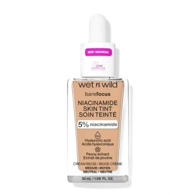 Afbeelding van Wet n Wild Bare Focus Niacinamide Skin Tint, lichte foundation met modulaire formule, verrijkt hyaluronzuur en vitamine E voor een stralende, crèmebeige