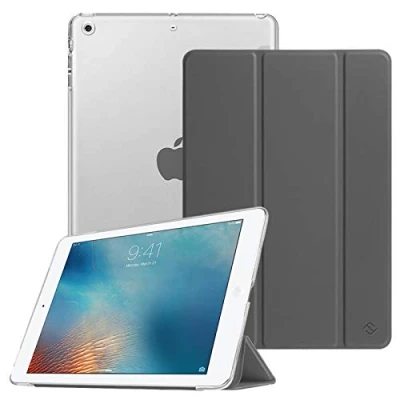 Afbeelding van Fintie Ultradunne beschermhoes voor iPad Air 2 (model 2014) / 2013) Ultralichte hoes met transparante achterkant automatische slaap/waakfunctie, hemelsgrijs